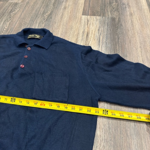 VTG David Gregg Button Neck Sweater Navy Blue (Medium) - Picture 9 of 10